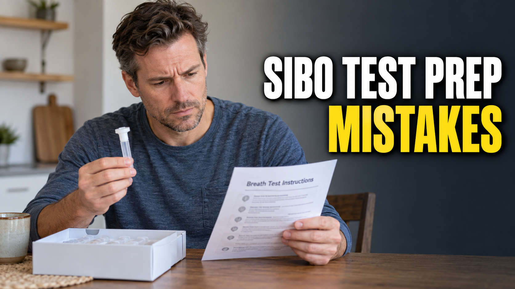 Man reviewing SIBO breath test preparation instructions